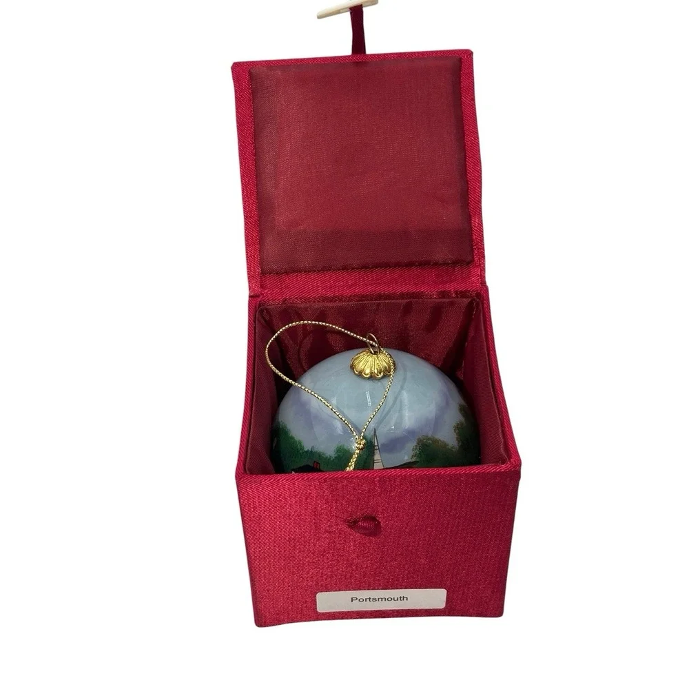 Marsha York Hand Blown & Eglomise Hand Painted XMas Ornament - Portsmouth, NH